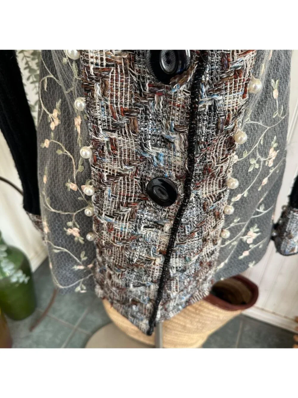 Sioni Womens Floral Knit Jacket S